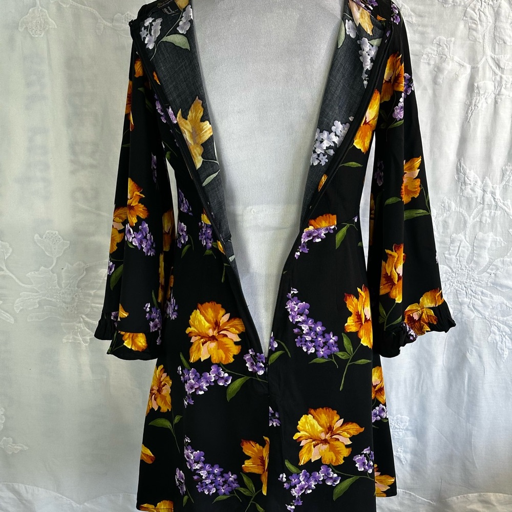 Forever 21 Black Dress with Yellow and Purple Floral - Picture 14 of 16